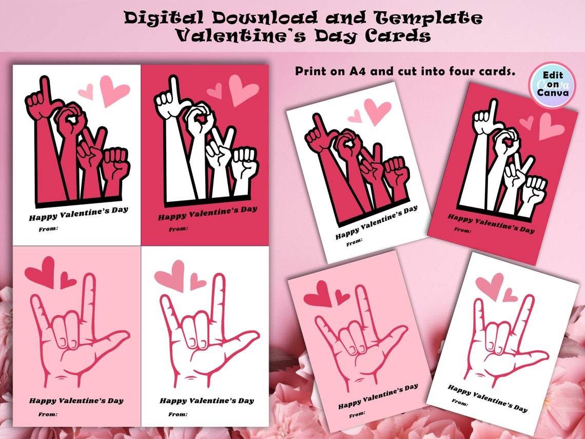 ASL Valentine's Day Card Template, Editable Valentine's Day Cards ...