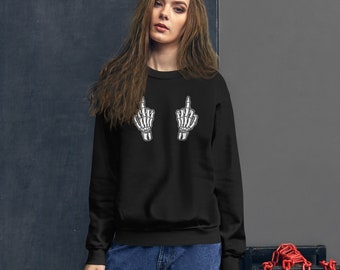 Skeleton Hands Top | Middle Fingers | Skeleton Hands | Halloween Clothing | Sweatshirt | Skeleton Shirt | Womens | Halloween Sweatshirt