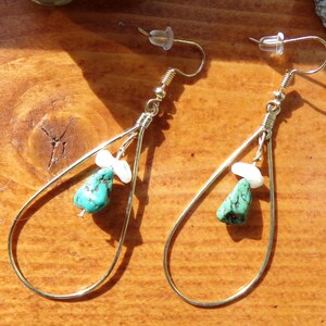 Gold teardrop turquoise earring