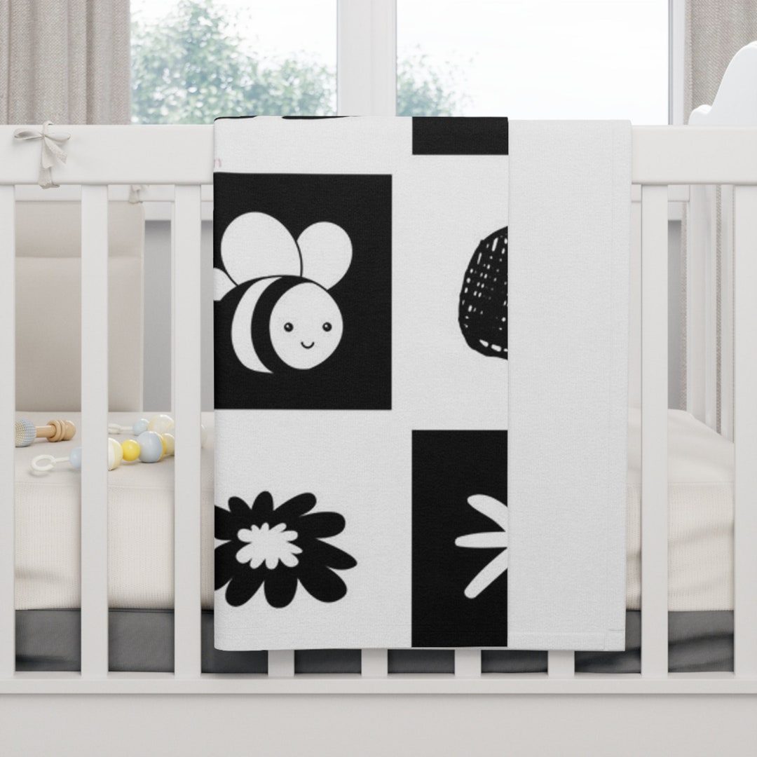 Soft Fleece Baby Blanket Black and White Baby Blanket Baby Etsy