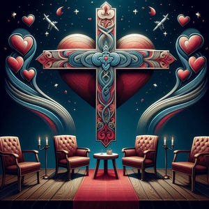 Peace before the cross digital art