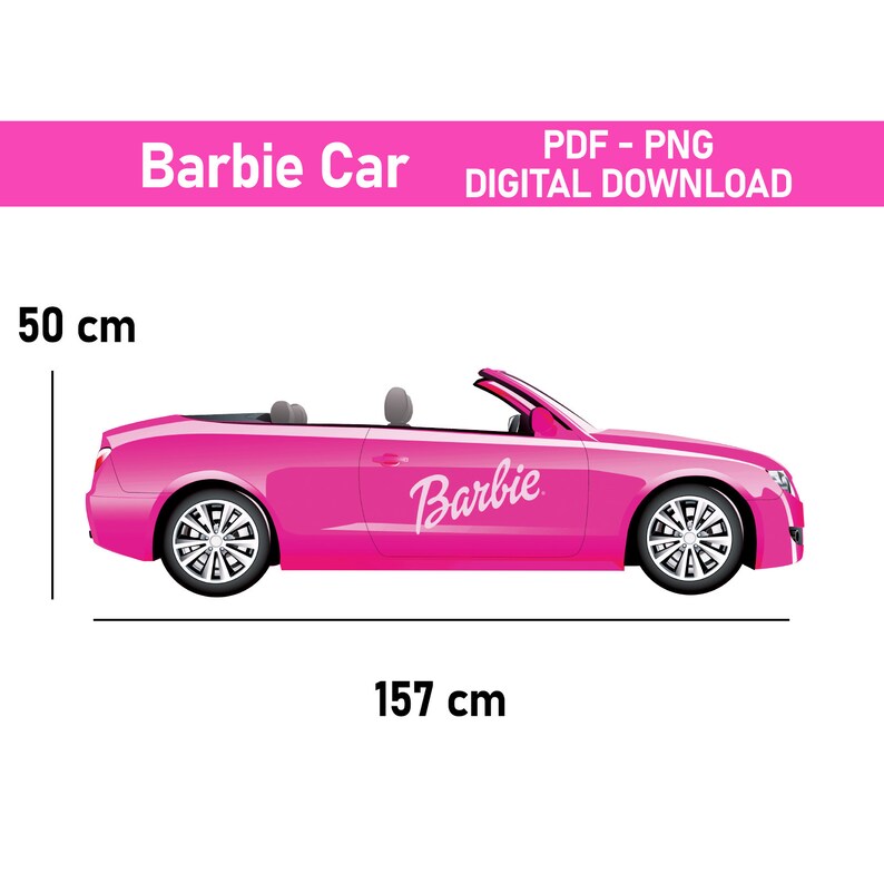 Barbie Car Pink Cabrio Big Decor Barbie Cutout Decor Printable Etsy