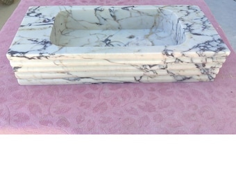 Rectangular White Marble Vessel Sink, Bathroom Basin, Countertop Lavatory, Marble Wash Basin with Matching Cover, Unique Stone Vanity Sink
