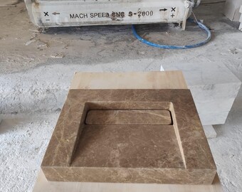 Custom Order Wall Mounted Marble Sink - Exquisite Hand Carved Design with Concealed Drain