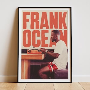 Frank Ocean - Póster de álbum digital - Arte mural imprimible con portada de álbum - Regalo para niños - Impresión musical minimalista - Estética hip-hop naranja