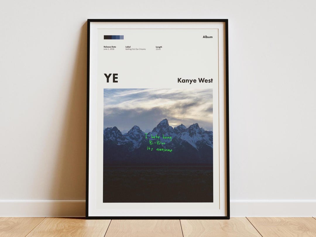 Yetler Kanye West 'ye' Album Cover Poster – Minimalist Music Room Art (digital ...