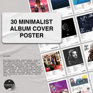30 minimalistische Rap, Hip-Hop-Album-Poster - Ästhetisches Wandkunst-Set mit kultigen Album-Covers für Musikliebhaber, Album Cover Print Geschenk