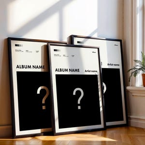Benutzerdefiniertes Design für Ihr eigenes Album Poster 3er Set - Benutzerdefiniertes Musikgeschenk Album Poster - Jedes Album / jede Playlist - Minimalistischer Rapper Cooles Poster Geschenk
