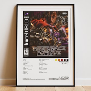 Juice WRLD - Death Race for Love Album Cover Digital Poster | Tracklist-Poster| Rap Music Poster Gift | Hip Hop | Juice Wrld Poster