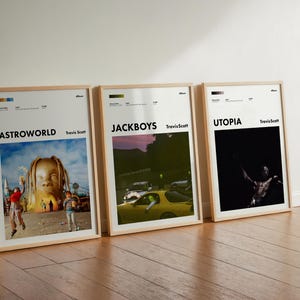 Travis Scott Digital Poster Bundle – Astroworld Jackboys Utopia – Rap Album Wall Art Hip Hop Prints Set of 3 - Gift For Travis Fans