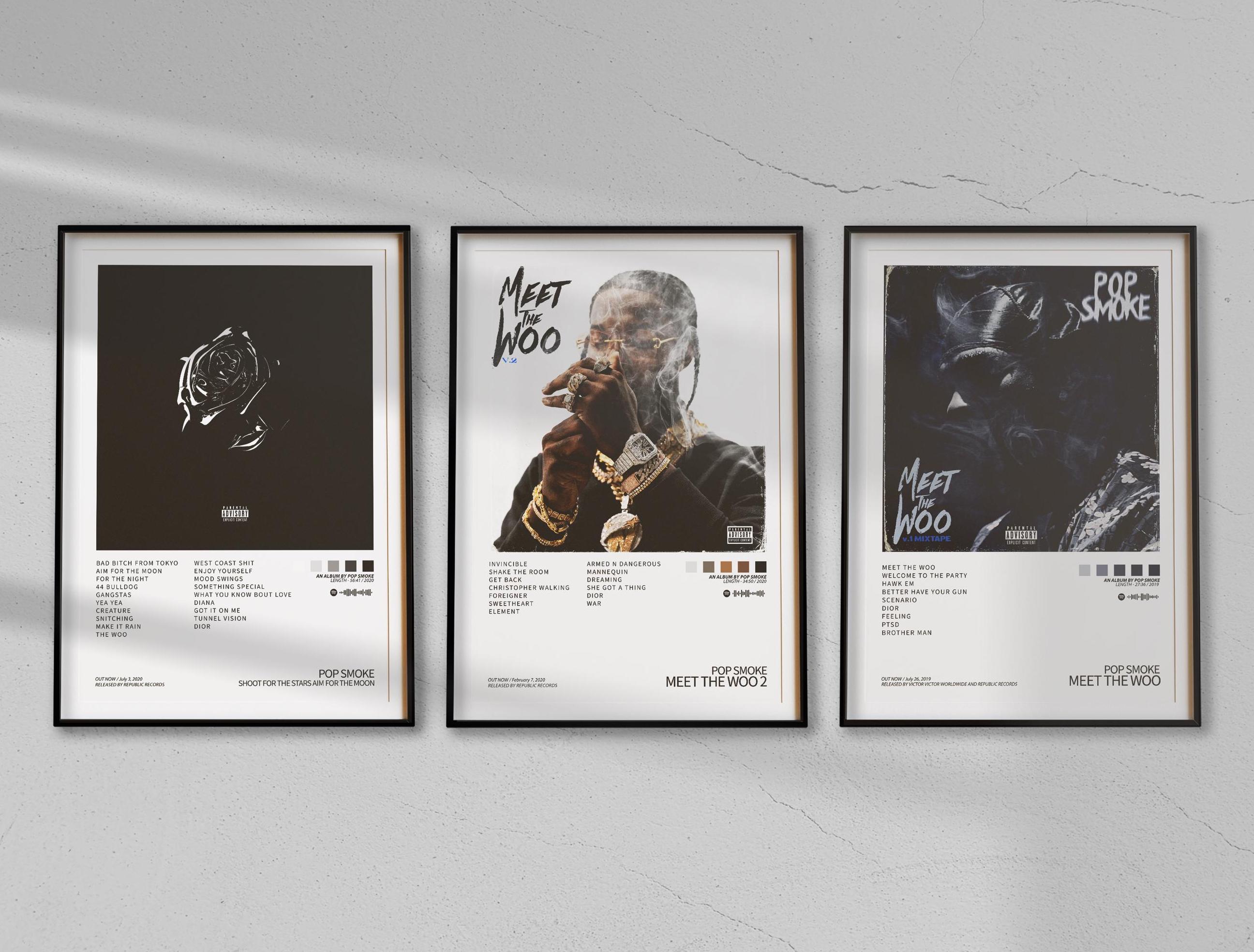 Pop Smoke - 3 Album Cover Digital Poster Package - Meet the Woo