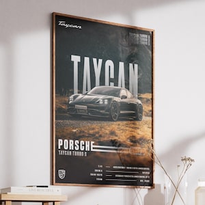Porsche Taycan Turbo S Poster – Digital Car Wall Art – Printable Racing Print – Gift for Him – Porsche Taycan Decor for Men