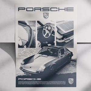 Porsche 911 Digital Poster – Vintage Car Wall Art – Classic Sports Car Print – Cool Porsche Download – Gift for Him – Boys Room Decor