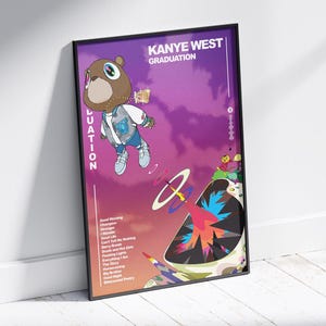 Póster de portada de álbum digital de graduación de Kanye West / Impresión artística de regalo para él / Póster de música rap minimalista / Hip Hop / Impresión artística descargable
