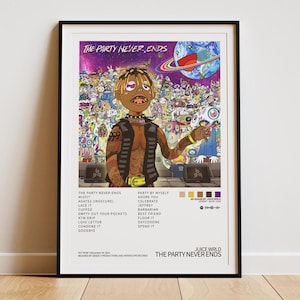 Juice WRLD - The Party Never Ends Album Cover Digital Poster | Tracklist-Poster| Rap Music Poster Gift | Hip Hop | Juice Wrld Poster Gift