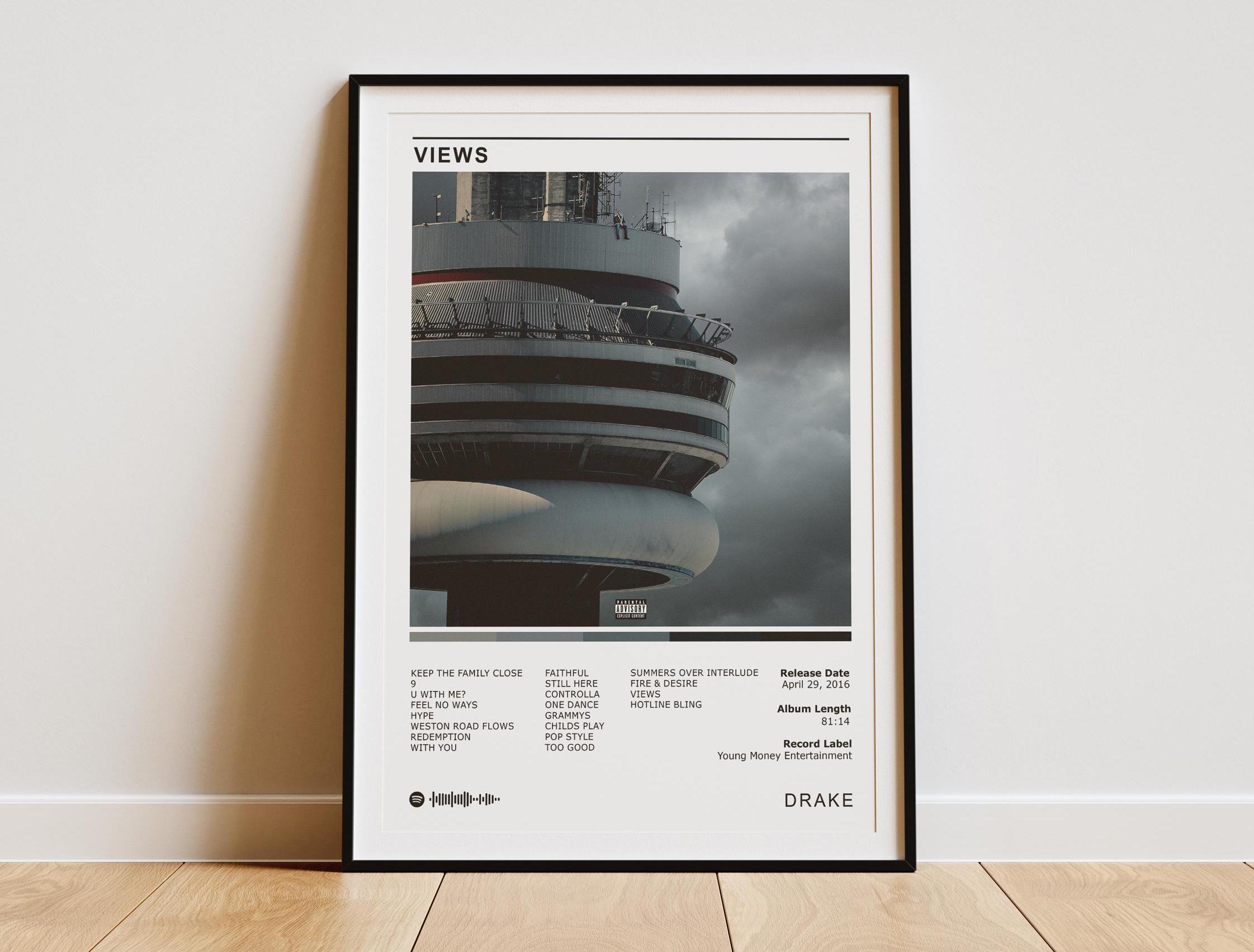 【額縁付き】 VIEWS / Drake A2ポスター Drake - Views Digital Album Cover Art | Drake Views Print
