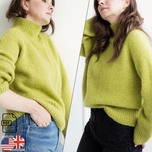 Marvin Sweater Knitting Pattern | Women&#39;s Sweater Tutorial | Knit sweater pattern | Top Down basic Sweater | Oversize Knitting Pattern |