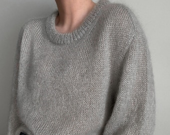 Micaela Sweater Knitting Pattern: Elegant Oversized Mohair Pullover with Crewneck and Long Sleeves - Top Down Knitting Pattern.