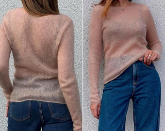 Mist Jumper Knitting Pattern: A Contemporary, Slim-Fit Women's Openwork Sweater tutorial in Lace Mohair by Morecaknit