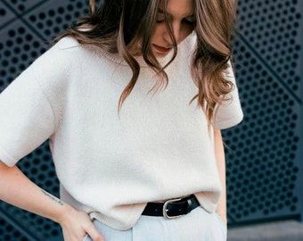 Strickmuster für ein Una Tee: Oversized Cropped T-Shirt für Damen mit überschnittenen Schultern