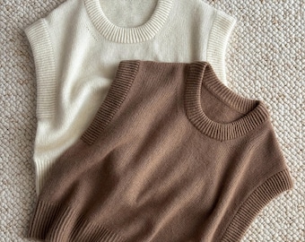 Bruno Vest Pattern: Soft, Basic Sleeveless Sweater with Rounded Neck, Knit Blueprint for Intermediate Knitters.