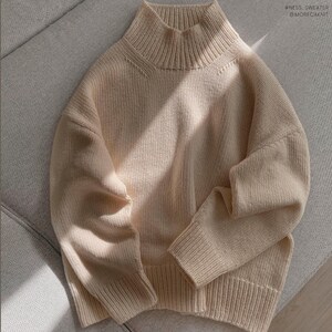 Oversized fit knitted sweater with mock neck