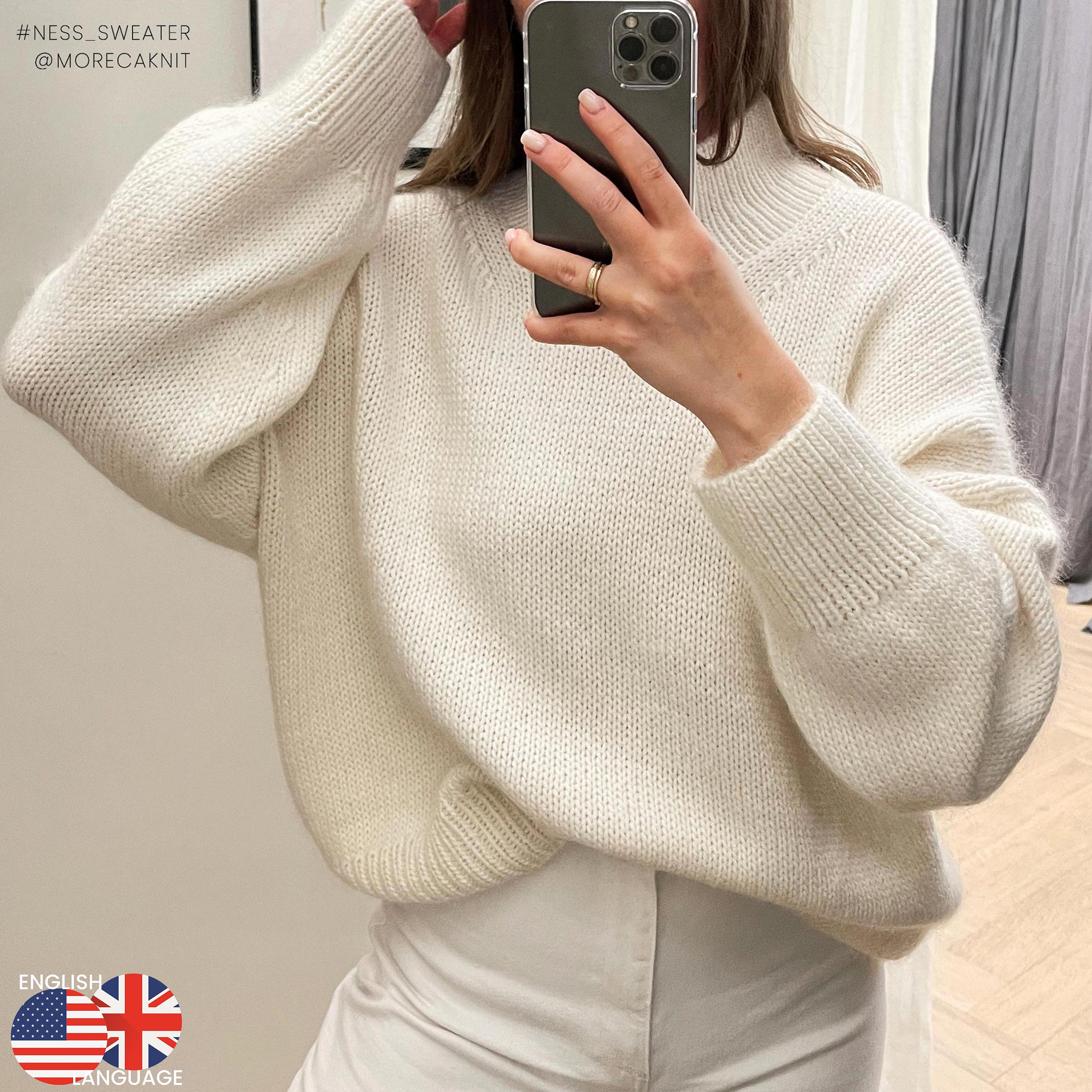 【THE MOZZ】Shes Wide Fit Knit Set-up Knit Matching Set with Seam - Graphite | COOSH