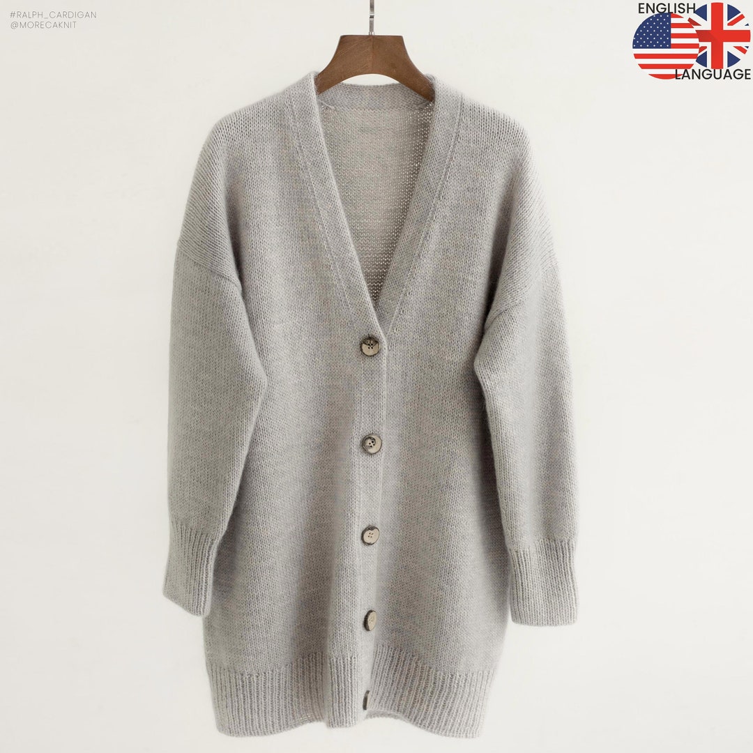 Ralph Cardigan Knitting Pattern Women's Oversized Fit, Topdown Knit Tutorial for Long Cardi