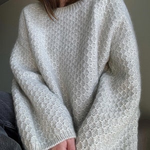 Francesca Sweater Knitting Pattern: Chic & Soft Oversized Women&#39;s Pullover Scheme with Unique Texture - by MorecaKnit