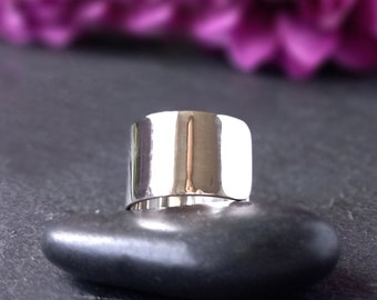 Sterling Silver Unisex  Ring, chunky statement ring in solid sterling silver, a tall, wide Band ring for men or women