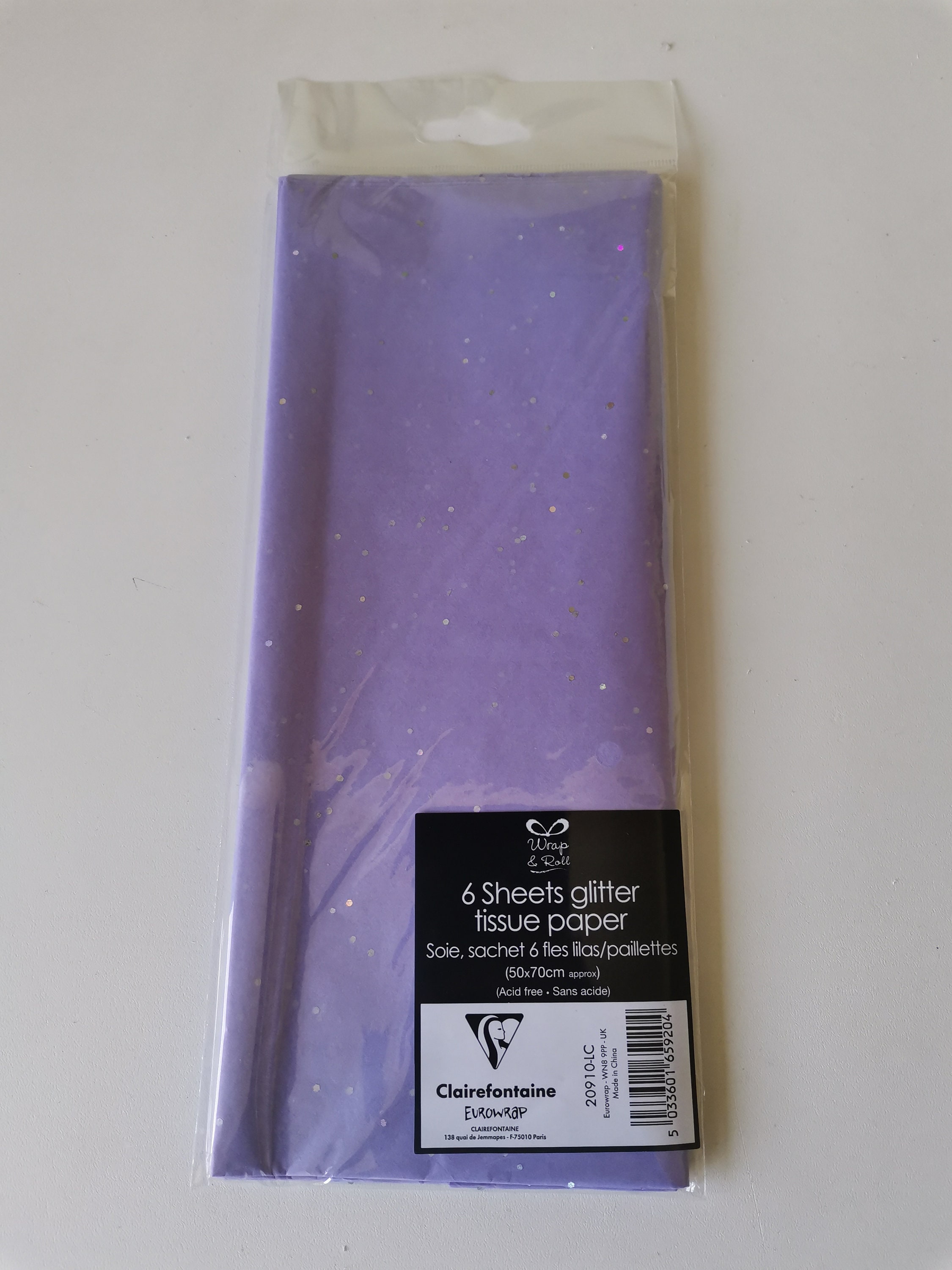 Sparkly Silver Glitter on White Tissue Paper Sheets Gift Wrap Wrapping  30x20 / 750x500mm 