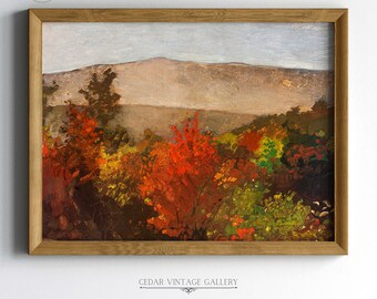 Vintage Fall Landscape Oil Painting, Vintage Art Prints Fall Decor, Fall Trees Painting,Fall Wall Decor,Autumn Decor Fall PRINTABLE WALL ART