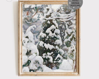 Pintura de invierno, arte de pared de invierno vintage, pintura al óleo vintage arte finlandés, arte de pared de paisaje de invierno vintage imprimible, ARTE DE PARED IMPRIMIBLE