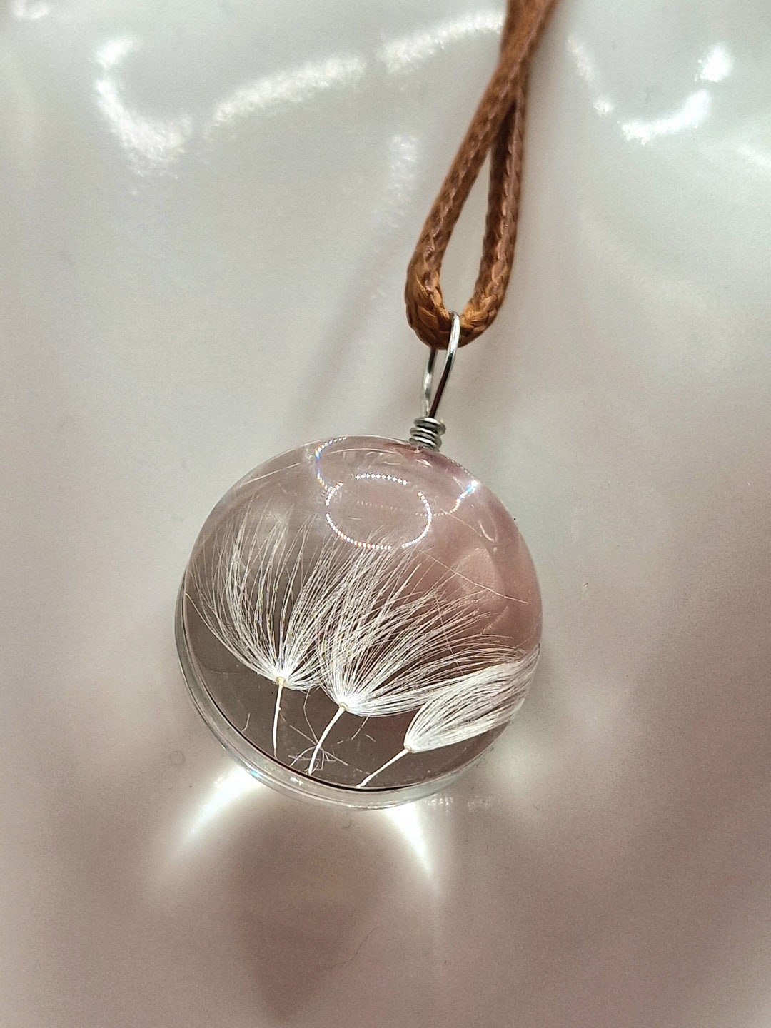 Dandelion in Glass Ball/costume Jewelry/ Necklace With Glass Ball
