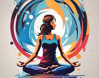 Yoga Woman - Colorful Abstract Art Print - Digital Download
