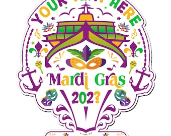 Personalized Mardi Gras Cruise Door Magnet: Family Carnival Decoration