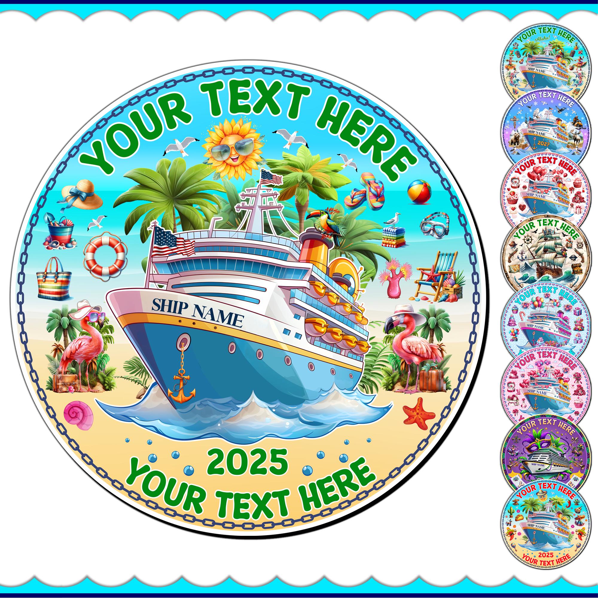 Personalized Cruise Door Magnet 2025 | Custom Name Year Cabin Cruise Decorations, Alaska Caribbean Mexico