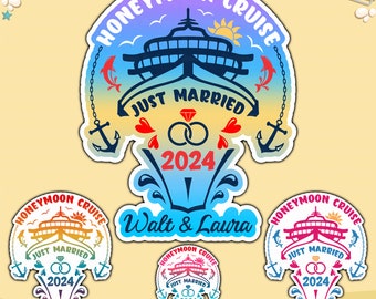Imán personalizado de la puerta del crucero de luna de miel, decoraciones magnéticas del crucero de luna de miel recién casados, letrero de la puerta de la cabina del crucero Royal Disney Caribbean
