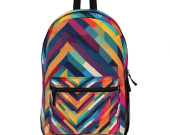 Zaino con stampa geometrica - Zaino colorato con design geometrico unico - Zaino accattivante