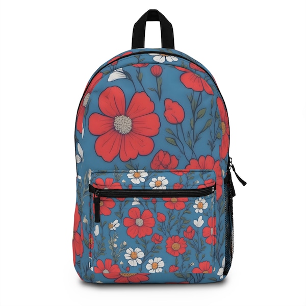 Vintage Pink Rose Floral Print Backpack
