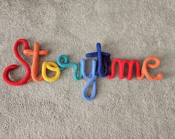 Tabliczka na szydełku do opowiadania bajek, dekoracja pokoju dziecięcego, prezent na baby shower, ręcznie robiony, prezent dla dzieci, robiony w domu