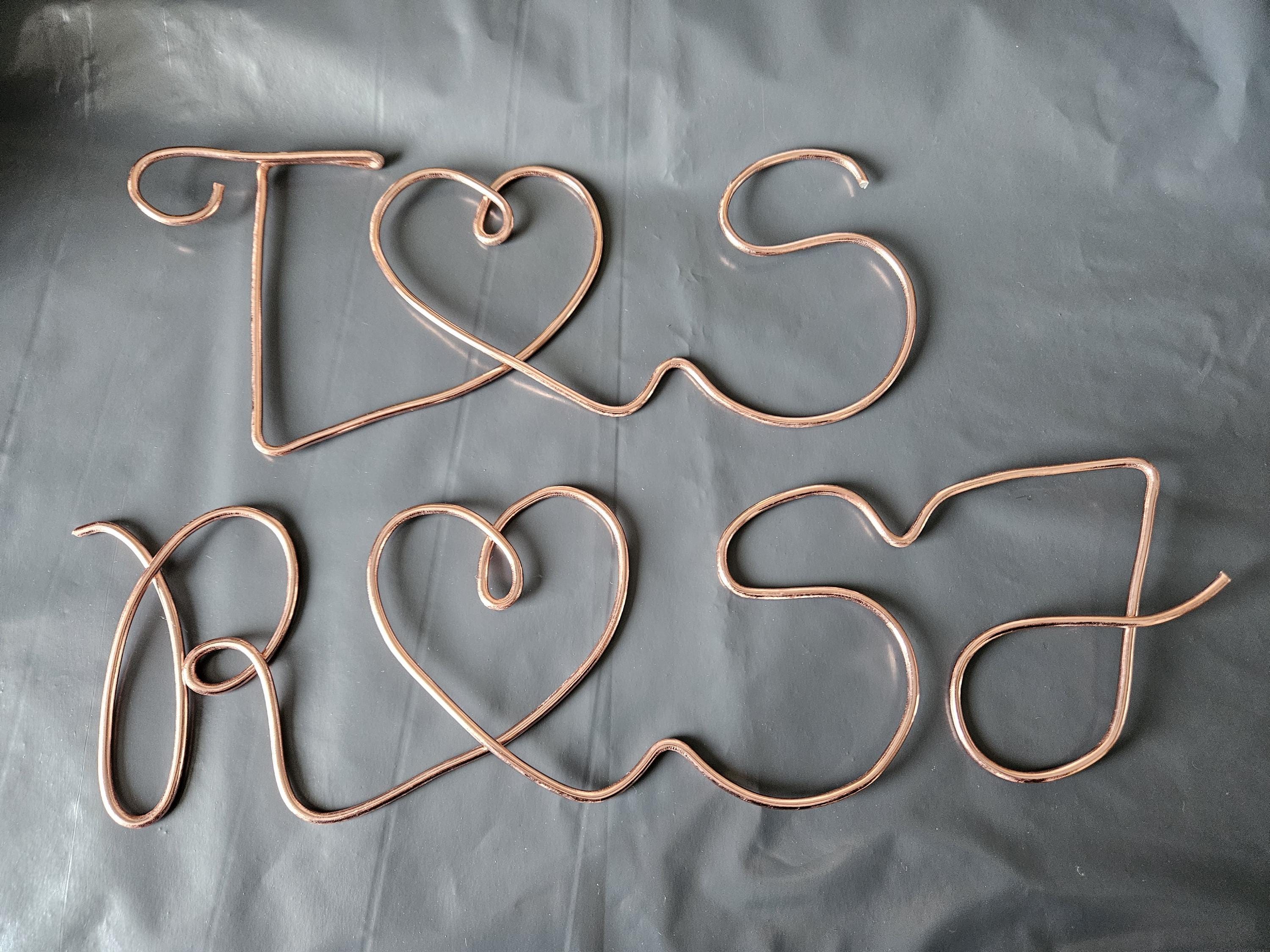 Personalised Wire Initials With Heart – Rose Gold Copper Tone ...