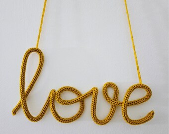 Handcrafted LOVE Crochet Wire Sign • Home Decor Wall Art