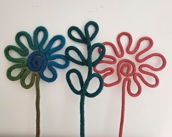 Handcrafted Crochet Wire Flower • Yarn Wrapped Home Decor