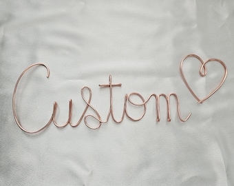 Custom Copper Wire Name Sign – Handmade Nursery Decor with Heart