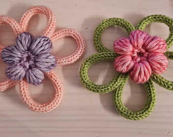 Crochet wire flower • french knit wire flower • custom colours • gift • homemade •handcrafted • home decor • wall art