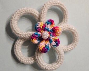 Crochet wire flower • french knit wire flower • custom centre • gift • homemade •handcrafted • home decor • wall art