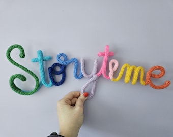 Tabliczka szydełkowa do opowiadania historii, dekoracja pokoju dziecięcego, prezent na baby shower, ręcznie robiony, prezent dla dzieci, gruba włóczka