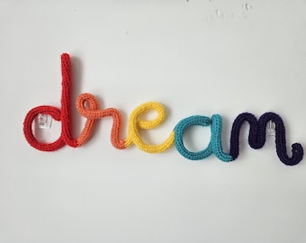 Znak Dream Crochet Wire • ręcznie robiony • rękodzieło • prezent • dla dzieci • baby shower