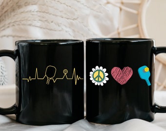 Pickleball Mug, Pickleball Coffee Mug Gift, Cute Pickleball Mug, Pickleball Player Gift, Mug Pickleball, Peace Love Pickleball Mug